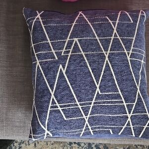 Geometric Blue and White Throw Pillow